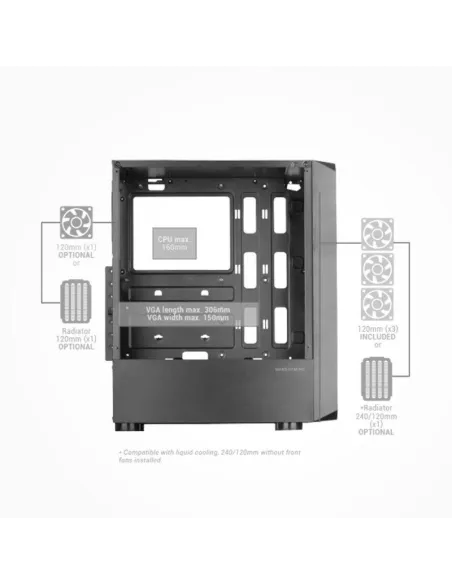 Mars Gaming MC-TOR Semitorre FRGB USB 3.0 con Ventana Blanca