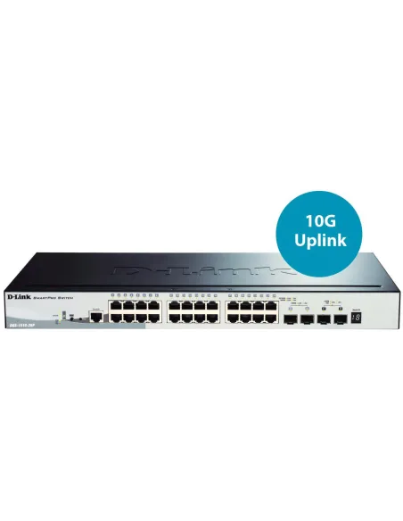 D-Link DGS-1510-28P/E Switch Gestionable 24 Puertos Gigabit PoE + 2 SFP 1000 Mbps + 2 10G SFP+