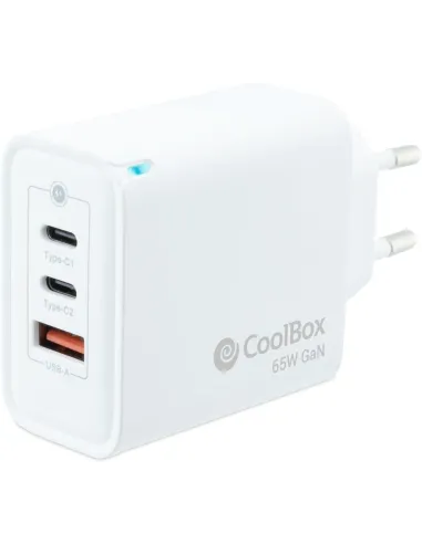 CoolBox COO-CUP-65CCA Cargador USB-A/USB-C 65W Blanco
