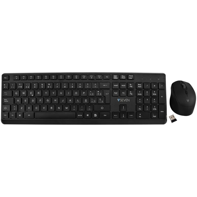 V7 Pro Kit de Teclado y Ratón Inalámbricos USB-A Negros