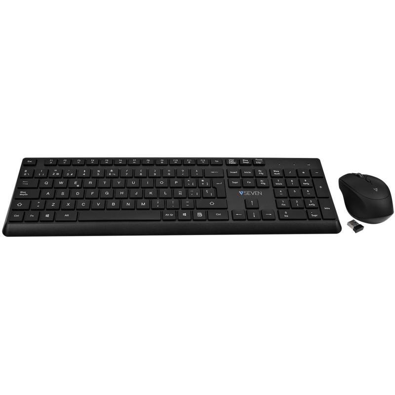 V7 Pro Kit de Teclado y Ratón Inalámbricos USB-A Negros