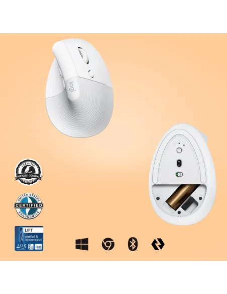 Logitech Lift Ratón Inalámbrico 4000 DPI Blanco