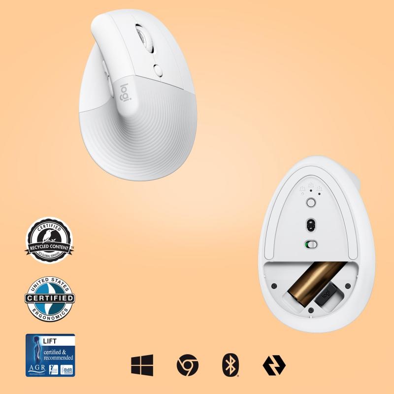 Logitech Lift Ratón Inalámbrico 4000 DPI Blanco