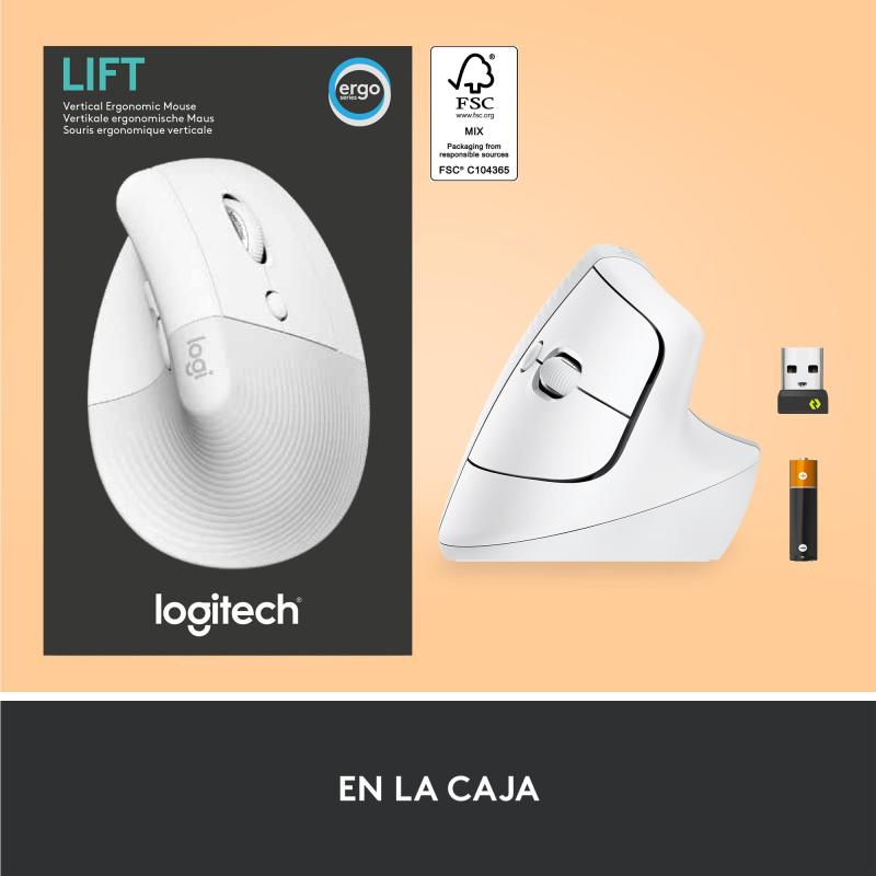 Logitech Lift Ratón Inalámbrico 4000 DPI Blanco