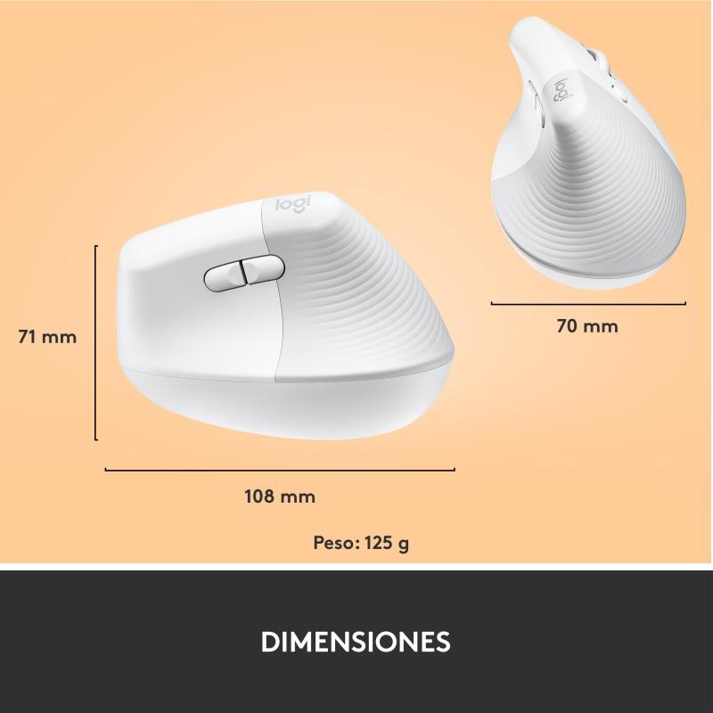 Logitech Lift Ratón Inalámbrico 4000 DPI Blanco