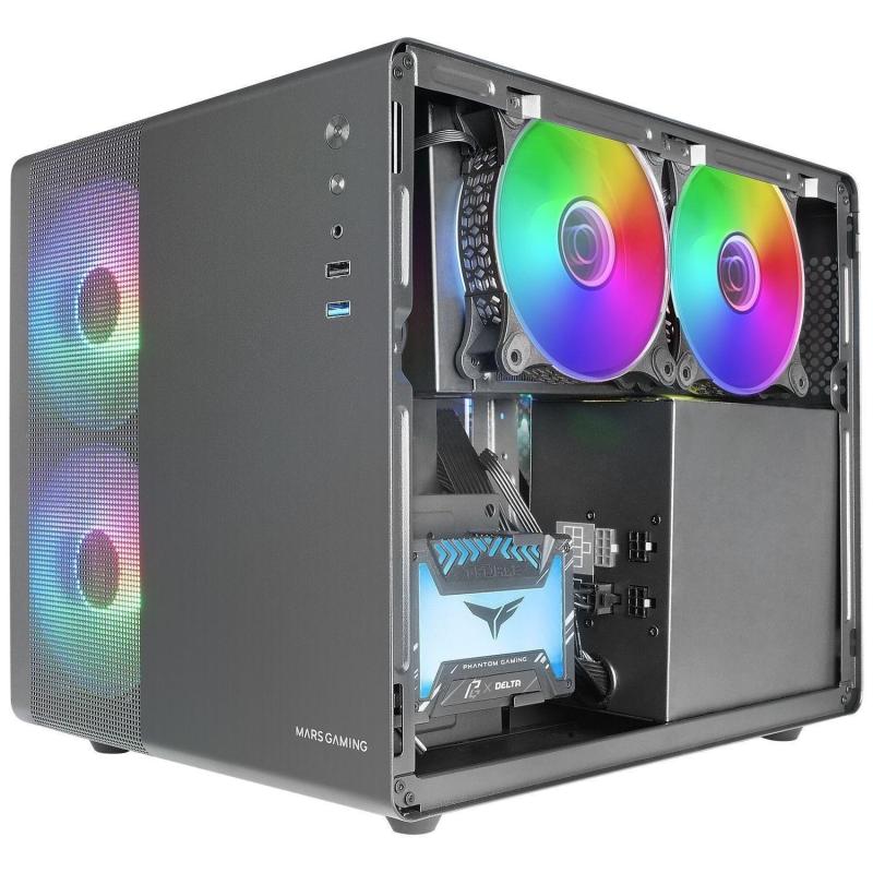 Mars Gaming MC-400 FRGB MicroATX Cristal Templado USB 3.0 Negra