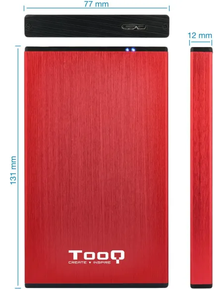 TooQ TQE-2527R Caja Externa 2.5" SATA3 micro USB-B 3.0 Rojo