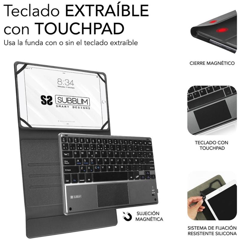 Subblim Keytab Pro SUB-KT2-BTP001 Funda con Teclado Bluetooth 10.1" Negro