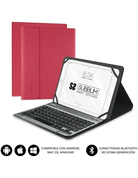 Subblim Keytab Pro SUB-KT2-BT0003 Funda con Teclado Bluetooth 10.1" Rojo