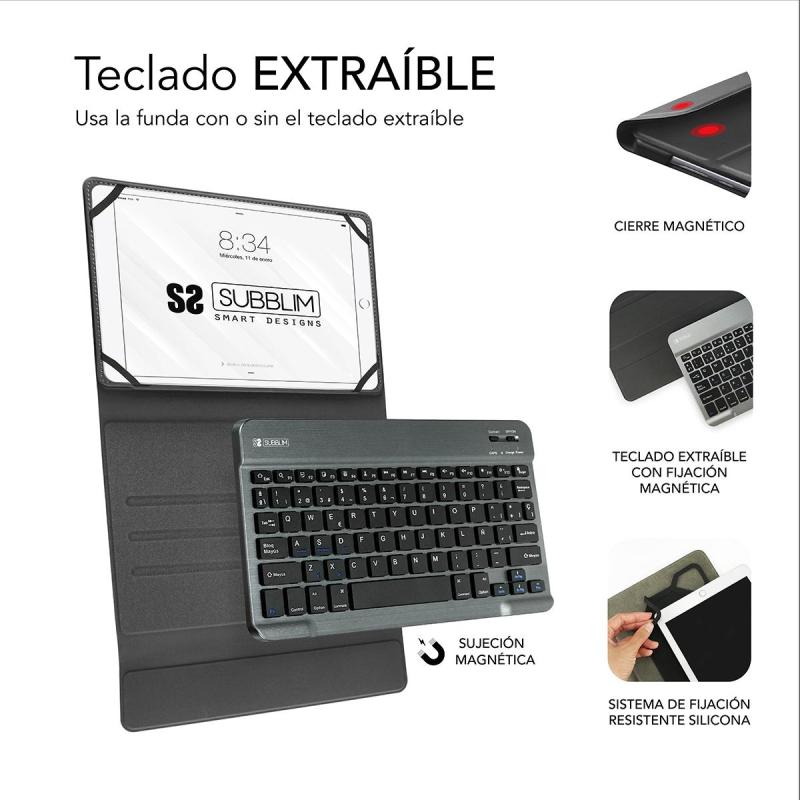 Subblim SUB-KT2-BT0001 Funda con Teclado Bluetooth 10.1" Negro