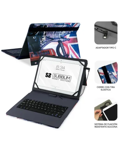Subblim Keytab Pro SUB-KT1-USB050 Funda con Teclado USB-C 10.1" Reino Unido