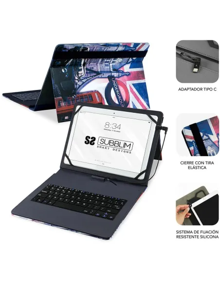 Subblim Keytab Pro SUB-KT1-USB050 Funda con Teclado USB-C 10.1" Reino Unido