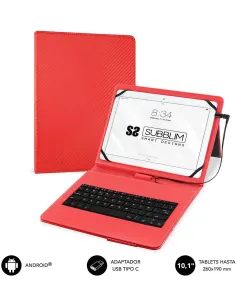 Subblim Keytab Pro SUB-KT1-USB002 Funda con Teclado USB-C 10.1" Roja-1331979
