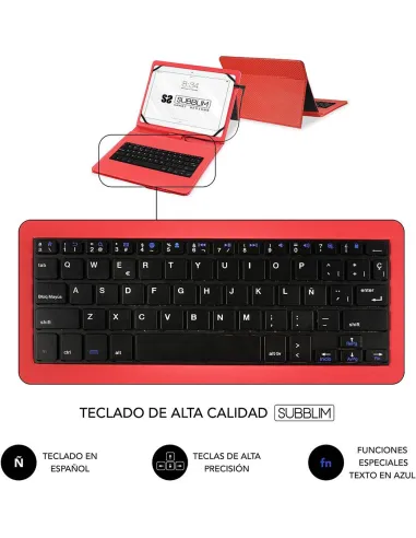 Subblim Keytab Pro SUB-KT1-USB002 Funda con Teclado USB-C 10.1" Roja