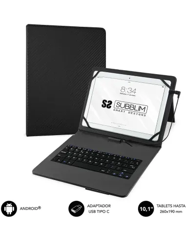 Subblim Keytab Pro SUB-KT1-USB001 Funda con Teclado USB-C 10.1" Negra