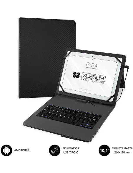 Subblim Keytab Pro SUB-KT1-USB001 Funda con Teclado USB-C 10.1" Negra