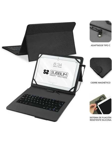 Subblim Keytab Pro SUB-KT1-USB001 Funda con Teclado USB-C 10.1" Negra