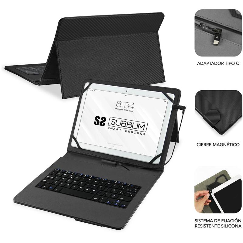 Subblim Keytab Pro SUB-KT1-USB001 Funda con Teclado USB-C 10.1" Negra