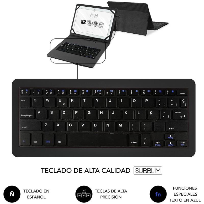 Subblim Keytab Pro SUB-KT1-USB001 Funda con Teclado USB-C 10.1" Negra