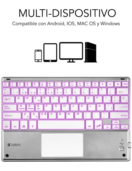 Subblim SUB-KBT-SMBT50 Teclado Inalámbrico Plata