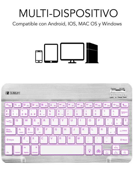 Subblim SUB-KBT-SMBL30 Teclado Inalámbrico Plata