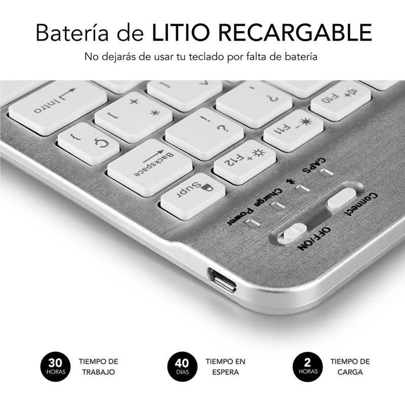 Subblim SUB-KBT-SMBL30 Teclado Inalámbrico Plata