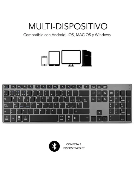 Subblim SUB-KB-3ADE301 Teclado Inalámbrico Gris