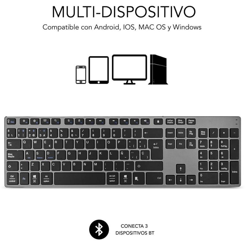 Subblim SUB-KB-3ADE301 Teclado Inalámbrico Gris