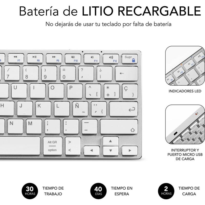 Subblim SUB-KB-3ADC200 Teclado Inalámbrico Plata