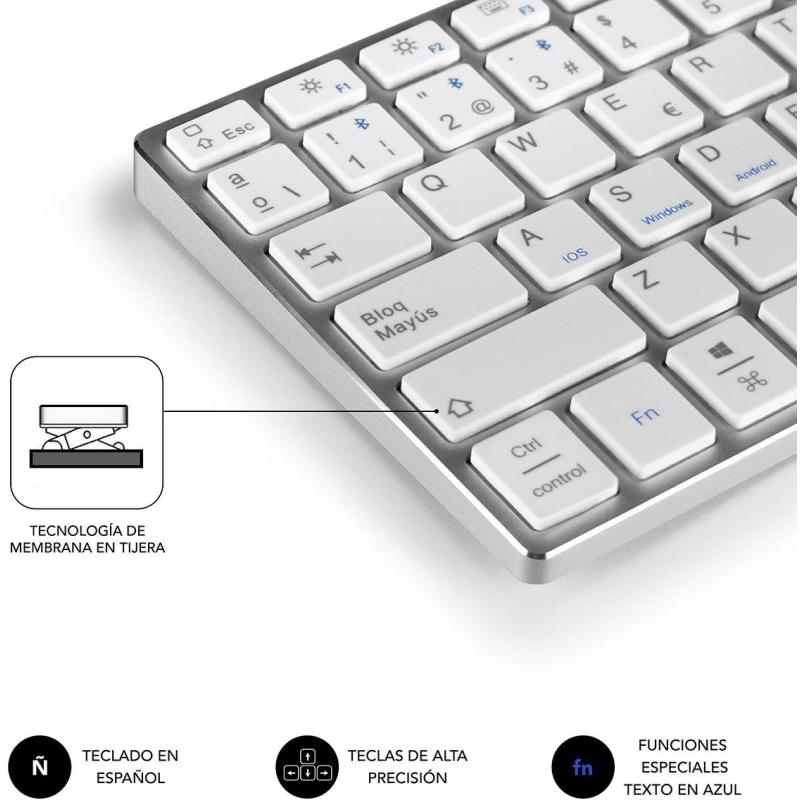 Subblim SUB-KB-3ADC200 Teclado Inalámbrico Plata