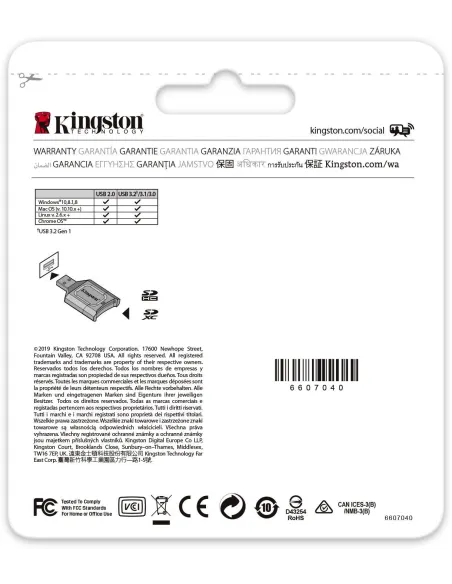 Kingston MobileLite Plus MLP Lector de Tarjetas USB-A 3.2 Negro