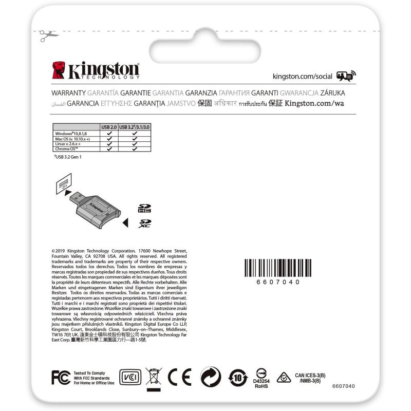 Kingston MobileLite Plus MLP Lector de Tarjetas USB-A 3.2 Negro