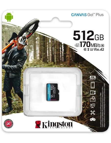Kingston Canvas Go Plus MicroSDXC 512GB UHS-I U3 V30 Clase 10