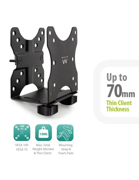 Ewent EW1517 Soporte para Mini PC hasta 27" MAX. 5KG Negro