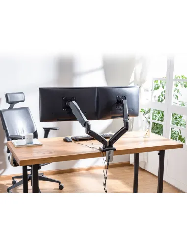 Ewent EW1516 Soporte de Mesa Doble para Monitores hasta 27" Máx. 13Kg Negro