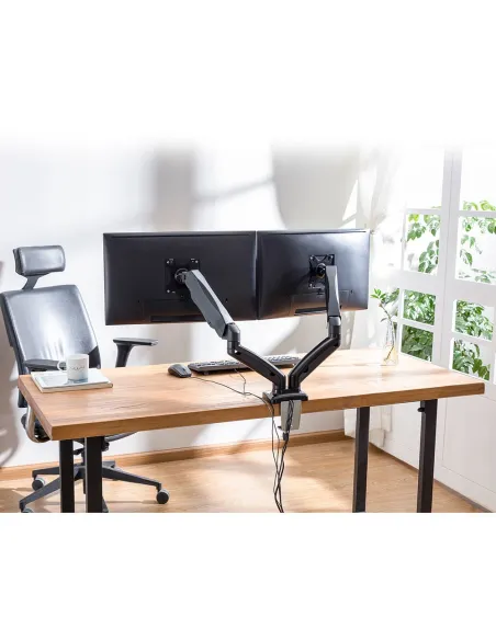 Ewent EW1516 Soporte de Mesa Doble para Monitores hasta 27" Máx. 13Kg Negro