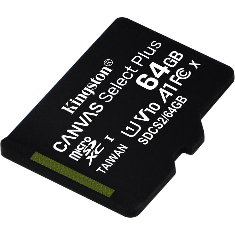 Kingston Canvas Select Plus MicroSDXC 64GB UHS-I U1 V10 Clase 10 Pack 2 Unidades + Adaptador SD