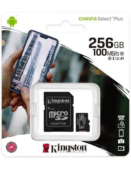 Kingston Canvas Select Plus MicroSDXC UHS-I 256GB Clase 10 + Adaptador SD