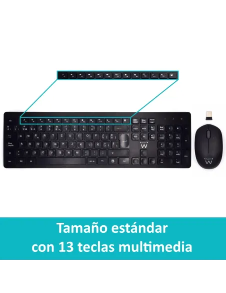 Ewent EW3256 Combo Teclado + Ratón Inalámbrico Negro