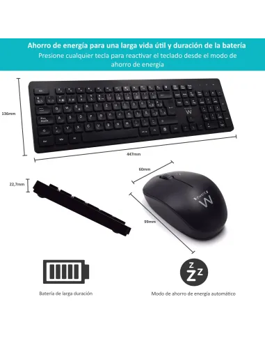 Ewent EW3256 Combo Teclado + Ratón Inalámbrico Negro