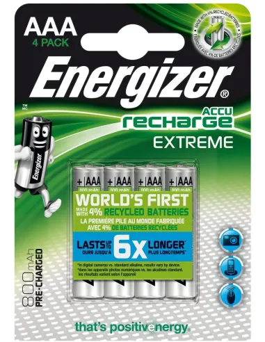 Energizer ACCU Recharge Extreme HR03 4x Blister Pilas Recargables 800 mAh