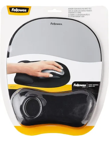 Fellowes Memory Alfombrilla Reposamuñecas Negra/Plata