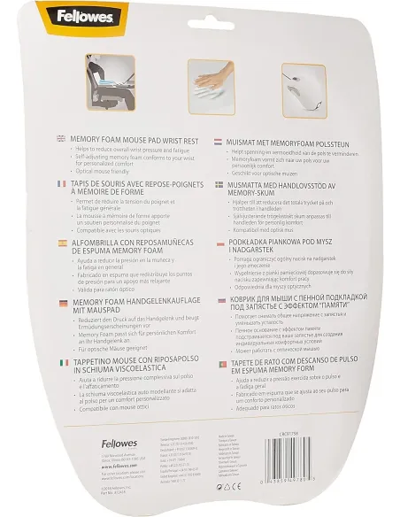 Fellowes Memory Alfombrilla Reposamuñecas Negra/Plata