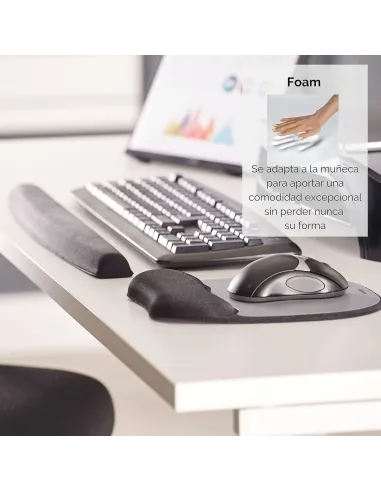 Fellowes Memory Alfombrilla Reposamuñecas Negra/Plata