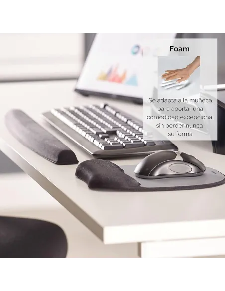 Fellowes Memory Alfombrilla Reposamuñecas Negra/Plata