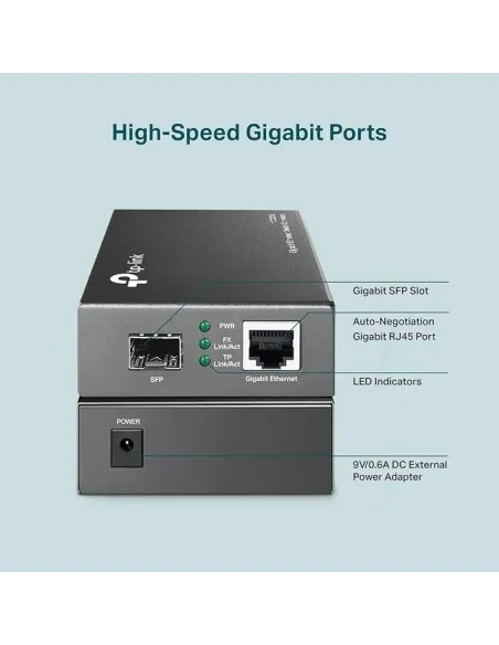 TP-Link MC220L Conversor Medios RJ-45 a SFP Negro