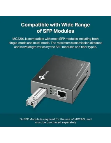 TP-Link MC220L Conversor Medios RJ-45 a SFP Negro