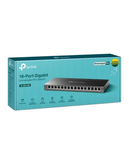 TP-Link TL-SG116E Switch 16 Puertos Gigabit 10/100/1000 Mbps Metálico No Administrado PRO