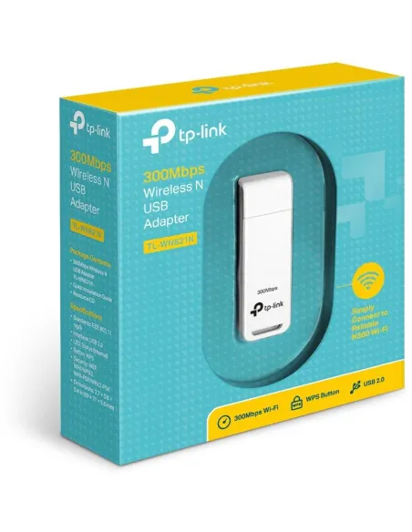 TP-Link TL-WN821N Adaptador Inalámbrico USB WiFi 4 Banda Única Blanca