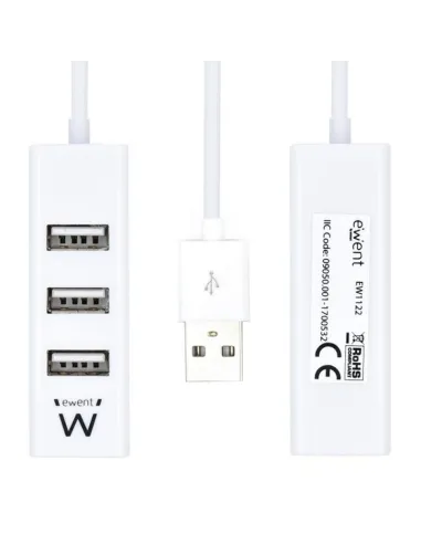 Ewent EW1122 USB-A a USB-A 4 Puertos Blanco